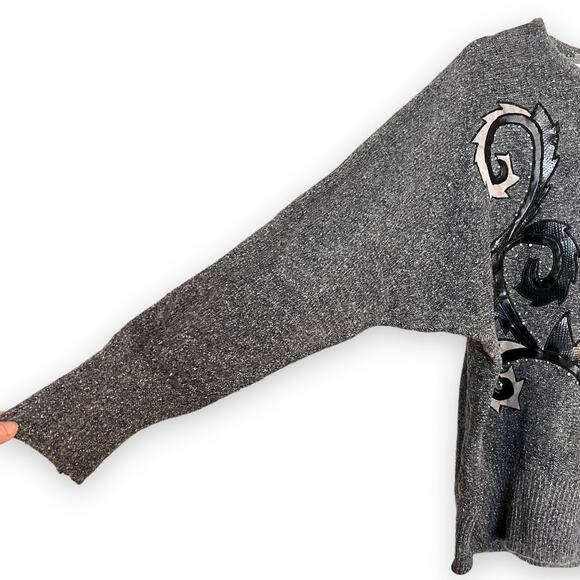 Diana Marco Vintage Silk/Angora Blend Embroidered Sweater Women's Size XL - Picture 5 of 8